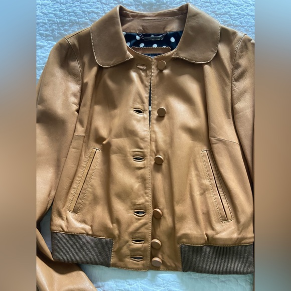 Dolce&Gabbana Tan Leather Bomber Jacket Size 40 - Picture 7 of 12